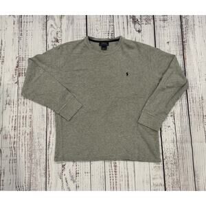 Polo Ralph Lauren Thermal Shirt Mens XL Gray Waffle Knit Cotton Long Sleeve Crew